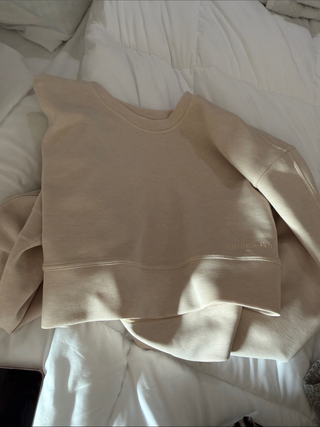 Lululemon Beige Cropped Sweatshirt  Embroidered Logo
